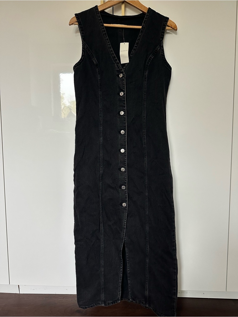 Abercrombie & Fitch black denim Midi Dress Medium NWT
